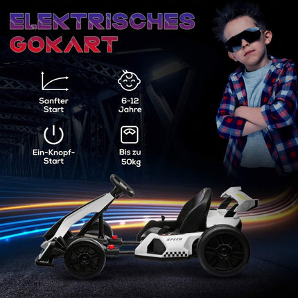 Electric Kids Go-Kart with Drift Mode, Adjustable Seat