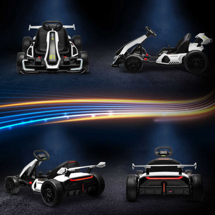 Electric Kids Go-Kart with Drift Mode, Adjustable Seat
