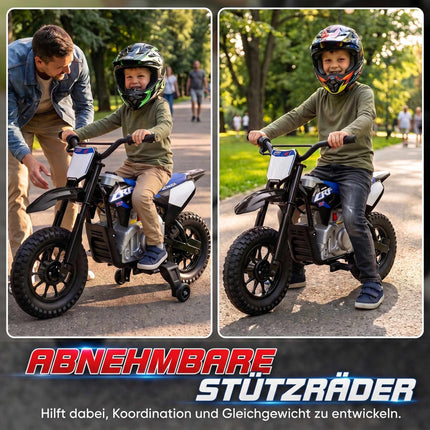 Electric Kids Motorcycle, 12V, Black & Blue, 3-6 km/h