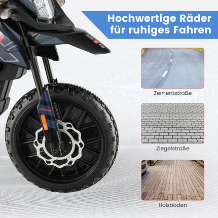 Elektro-Kindermotorrad mit Stützrädern, Musik, 12-V-Batterie