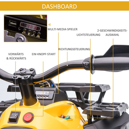 Electric Kids Quad, 3-8 km/h, LED Lights, Music Player