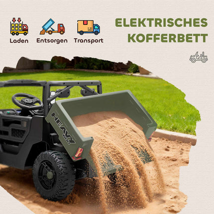 Elektrické dětské UTV, 2 motory, hudební funkce, zelená