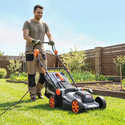 Electric Lawn Mower, 34cm Width, 1200W Motor