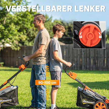 Electric Lawn Mower, 34cm Width, 1200W Motor