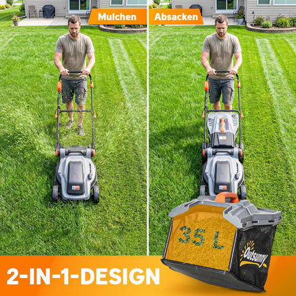 Electric Lawn Mower, 34cm Width, 1200W Motor