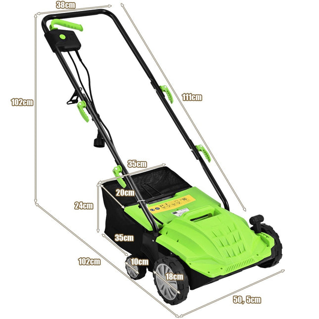 Elektrischer Rasenvertikutierer und -lüfter, 1500W, 30L Sack, 32cm Breite
