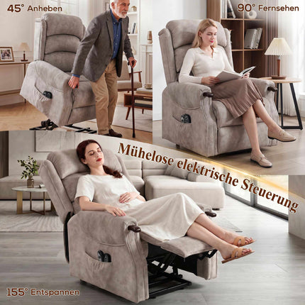 Electric Lift Recliner Chair With Massage and Heat, Grey
