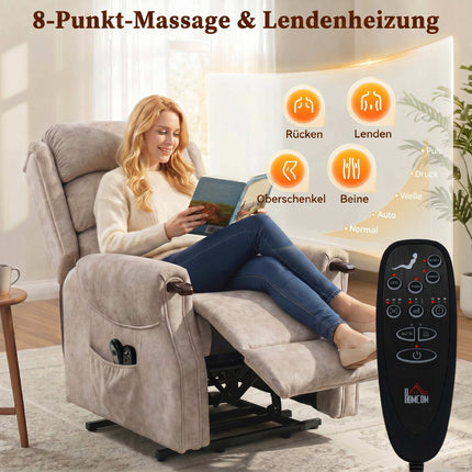 Electric Lift Recliner Chair With Massage and Heat, Grey
