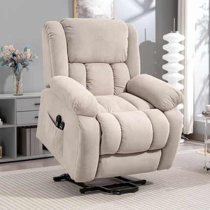 Electric Lift Recliner Chair with Massage and Heat, Remote Control, Beige