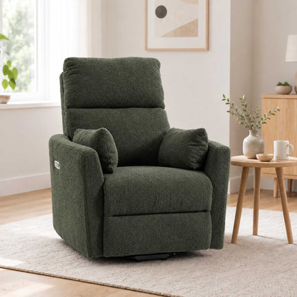 Electric Lift Recliner Chair with Massage and Heat, Teddy Fleece, Dark Green