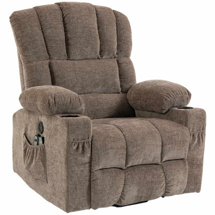 Electric Lift Recliner Chair with Massage and Heat, USB Charging, Brown