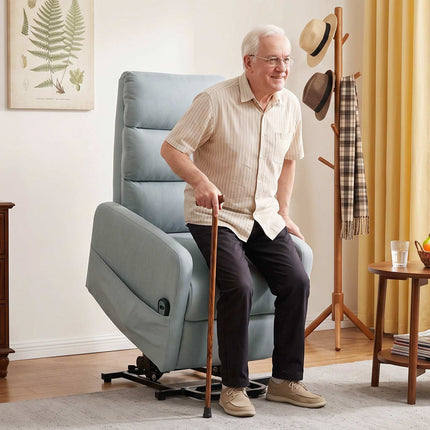 Electric Lift Recliner Chair with Remote Control, 135° Recline, Light Grey