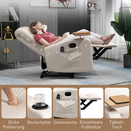 Elektrischer Relaxsessel, Mikrofaser, hellgrau mit Massagefunktion