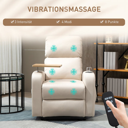 Elektrischer Relaxsessel, Mikrofaser, hellgrau mit Massagefunktion