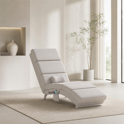 Electric Massage Recliner Chair, Cream White, Heat & Vibration