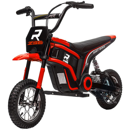 Moto électrique pour enfants avec moteur 24 V 350 W, vitesse 8-16 km/h, pneus pneumatiques 12 pouces, moto électrique avec phare musical, moto cross pour enfants de 8 à 12 ans, rouge |