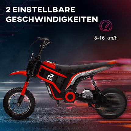 Moto électrique pour enfants avec moteur 24 V 350 W, vitesse 8-16 km/h, pneus pneumatiques 12 pouces, moto électrique avec phare musical, moto cross pour enfants de 8 à 12 ans, rouge |