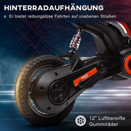 Moto électrique pour enfants avec moteur 24 V 350 W, vitesse 8-16 km/h, pneus pneumatiques 12 pouces, moto électrique avec phare musical, moto cross pour enfants de 8 à 12 ans, rouge |