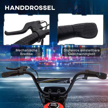 Moto électrique pour enfants avec moteur 24 V 350 W, vitesse 8-16 km/h, pneus pneumatiques 12 pouces, moto électrique avec phare musical, moto cross pour enfants de 8 à 12 ans, rouge |