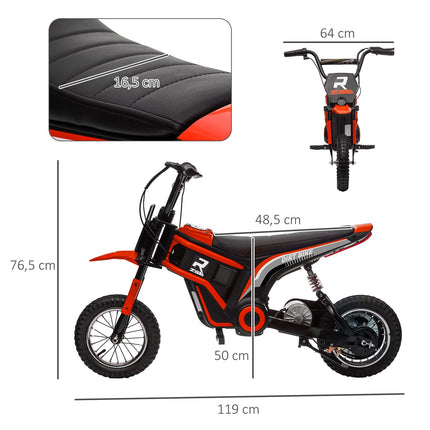 Moto électrique pour enfants avec moteur 24 V 350 W, vitesse 8-16 km/h, pneus pneumatiques 12 pouces, moto électrique avec phare musical, moto cross pour enfants de 8 à 12 ans, rouge |