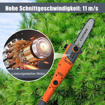Electric Pole Saw, Adjustable 212-286 cm, Multi-Angle Head