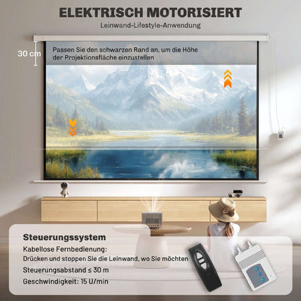 Electric Projector Screen 120 Inch 16:9, Remote Control