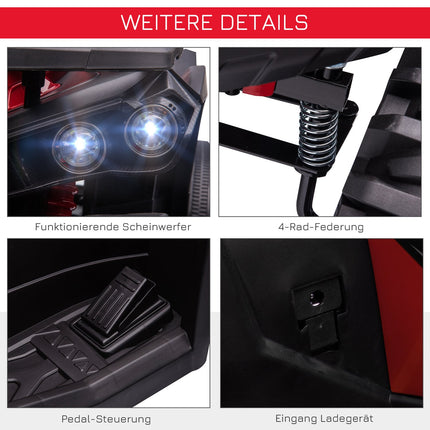 Elektro Kinderquad 12V, Scheinwerfer, USB & MP3, Rot