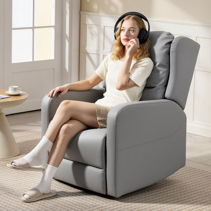 Elektrischer Relaxsessel, Kunstleder, Grau, Fußstütze