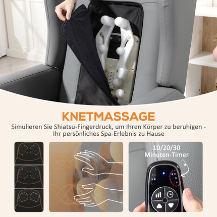 Elektrischer Relaxsessel, Kunstleder, Grau, Fußstütze