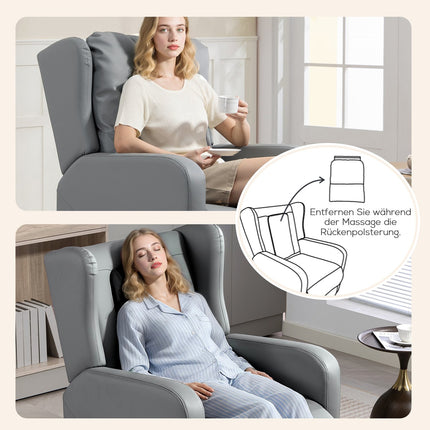 Elektrischer Relaxsessel, Kunstleder, Grau, Fußstütze