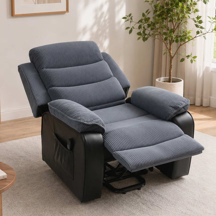 Electric Recliner Chair with Corduroy Cover, Dark Grey