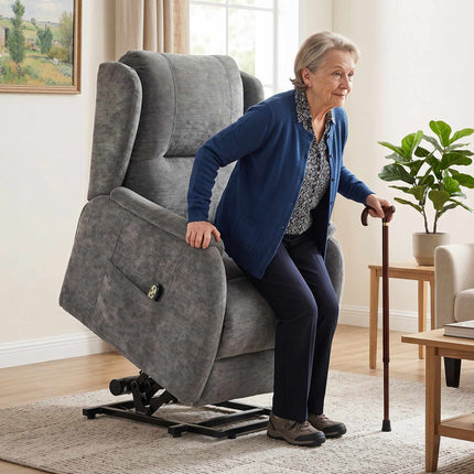 Electric Recliner Chair with Lift Assist, Dark Grey Chenille