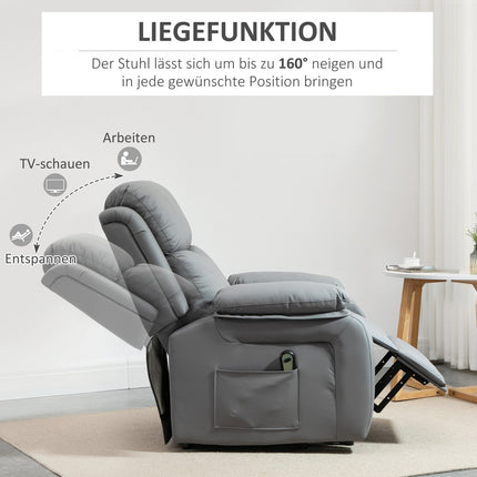 Electric Recliner Chair with Lift, Faux Leather, Grey