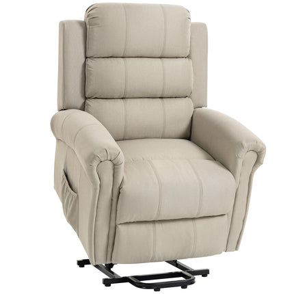 Electric Recliner Chair with Lift, Massage & Heat, Beige Linen