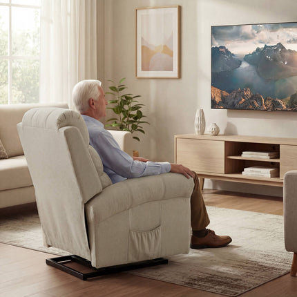 Electric Recliner Chair with Lift, Massage & Heat, Beige Linen