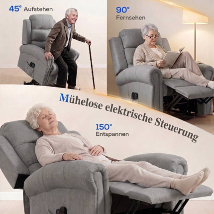 Electric Recliner Chair with Lift, Massage & Heat, Light Grey