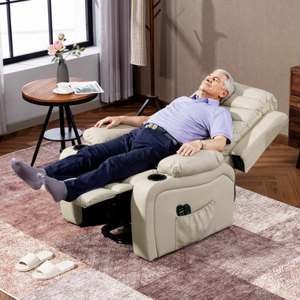 Electric Recliner Chair with Lift, Massage, Heat, USB, Cream