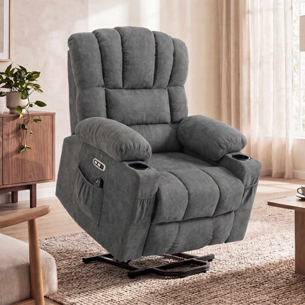 Electric Recliner Chair with Massage & Heat, Grey