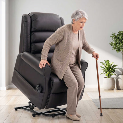 Electric Recliner Chair with Massage and Heat, Brown PU Leather