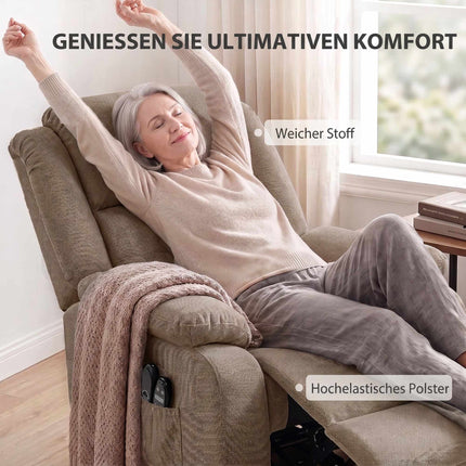 Electric Recliner Chair with Massage and Heat, Light Brown
