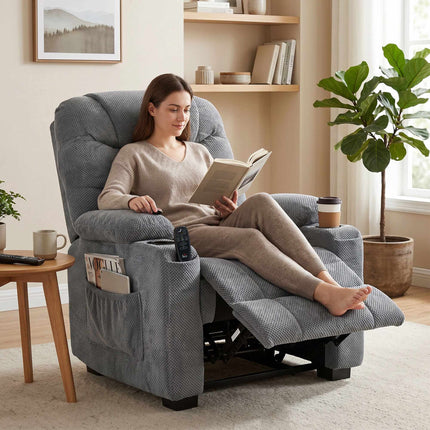 Electric Recliner Chair with Massage and Heat, Memory Function, Dark Grey