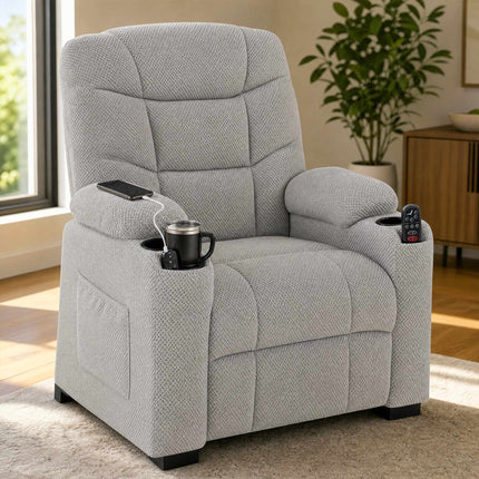 Electric Recliner Chair with Massage and Heat, Memory Function, Grey