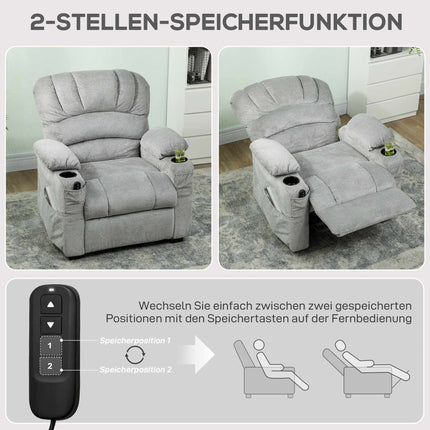 Electric Recliner Chair with USB, Memory Positions, Grey