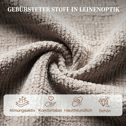 Elektrischer Relaxsessel mit USB-Anschlüssen, beiger Leinenstoff