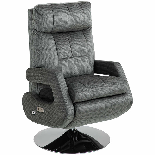 Elektrischer Relaxsessel mit USB, Samt, drehbar, Grau