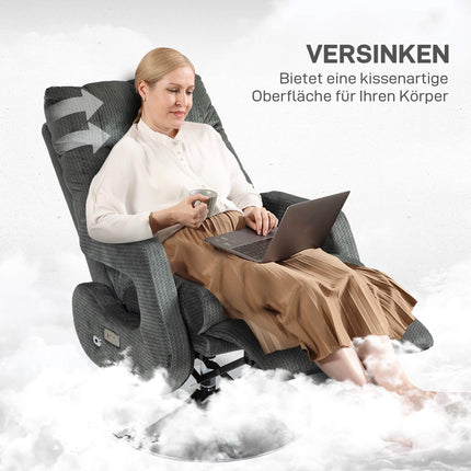 Elektrischer Relaxsessel mit USB, Samt, drehbar, Grau