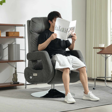 Elektrischer Relaxsessel mit USB, Samt, drehbar, Grau
