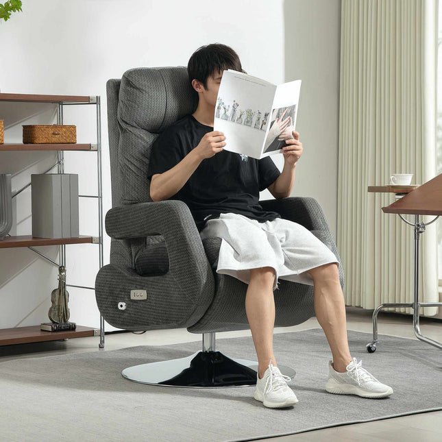 Elektrischer Relaxsessel mit USB, Samt, drehbar, Grau