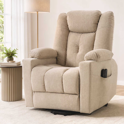 Electric Recliner with Massage & Heat, Cream Velvet