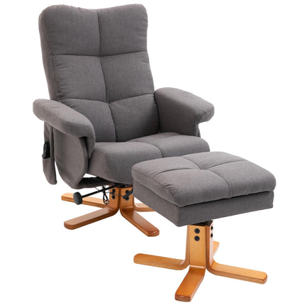 Electric Recliner with Massage, Ottoman Storage, Dark Grey
